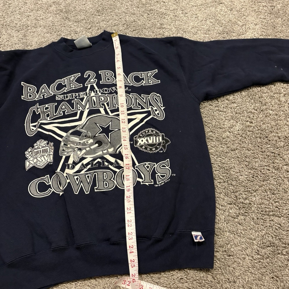 1994 Super Bowl Champions Back To Back Dallas Cowboys Sweatshirt NFL Logo 7 Larg - Picture 13 of 14